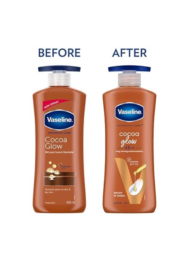 Vaseline Cocoa Glow Serum In Lotion, 400 ml | 100% Pure Cocoa & Shea Butter for Glowing & Soft Skin - Image 4